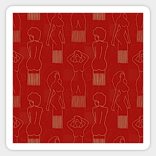 Beige woman-shaped comb on red background Sticker